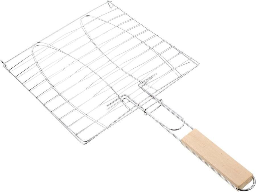 Grillmand Grillrek Groente Buiten Grillen Houten Handvat 435 cm Zilver