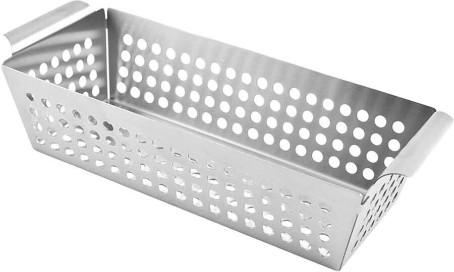Grillmand Groente Barbecue Bak Buiten Grillen Gelijkmatige Warmte 28.5 x 13 x 6 cm Zilver