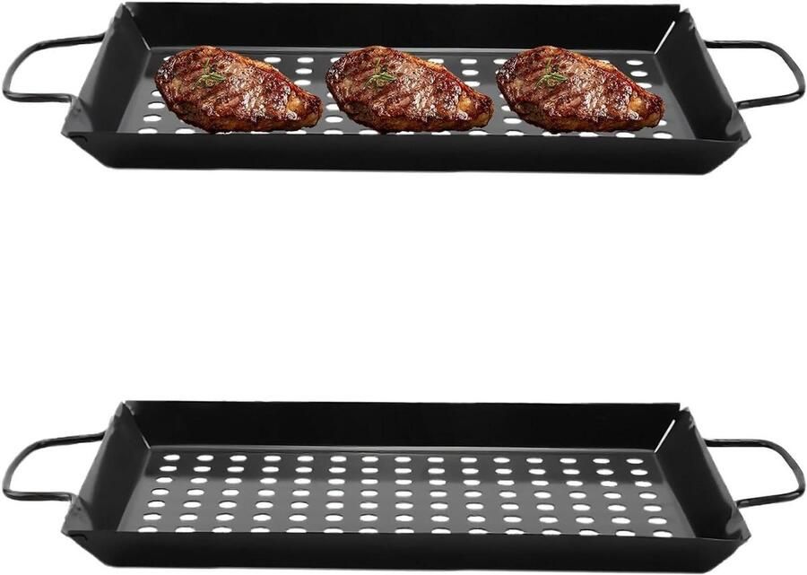 Grillmand Groente Pan Buiten Koken Roestvrij Staal Grote Capaciteit Zilverkleurig