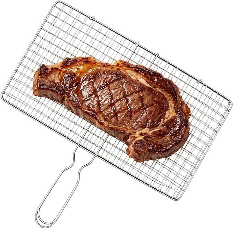 Grillmand BBQ mand Buiten koken Roestvrij staal 34 x 35 cm Zilver