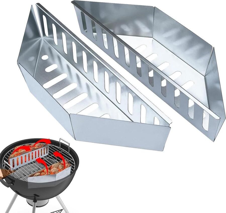 Grillmand Houtskool Barbecue Plank Buiten Koken Montage Zonder Gereedschap 39 x 13 x 8 cm Zilver
