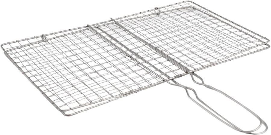 Grillmand met handgreep BBQ schaal Buiten koken Veilig grillen zonder verlies 20 x 35 cm Zilverkleurig
