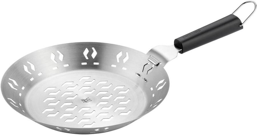 Grillmand met Handvat BBQ Mand Buiten Koken Afneembare Handgreep 26 cm Diameter Zilverkleurig