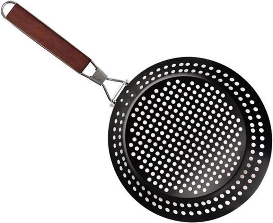 Grillmand met handvat Opvouwbare pan Buiten koken Hittebestendig ijzer 30.5 cm diameter Zilverkleurig
