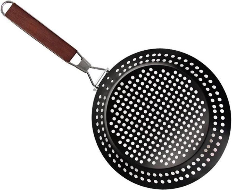 Grillmand met handvat Opvouwbare pan Buiten koken Hittebestendig ijzer 30.5 cm diameter Zilverkleurig