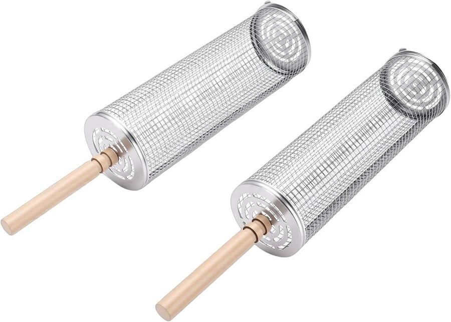 Grillmand Roestvrij Staal Barbecue Mand Groenten Grillen Rolbaar Ontwerp 30x9cm Zilver