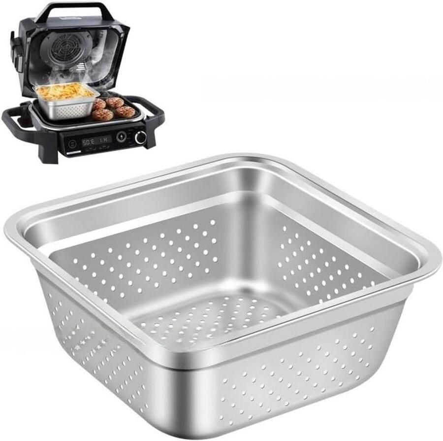 Grillmand Roestvrij Staal Barbecue Mand Rooster Buiten Koken Gelijkmatige Hitte 21 x 21 x 9 cm