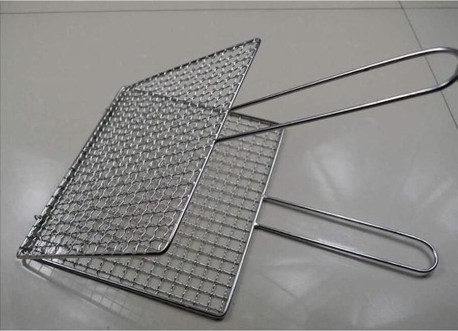 Grillmand Roestvrij Staal BBQ Grillrek Groenten Grillen Voedselkwaliteit Materiaal 40 cm Lengte Zilverkleurig