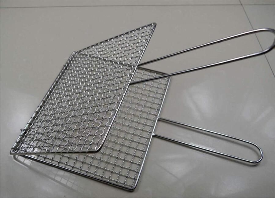 Grillmand Roestvrij Staal BBQ Grillrek Groenten Grillen Voedselkwaliteit Materiaal 40 cm Lengte Zilverkleurig