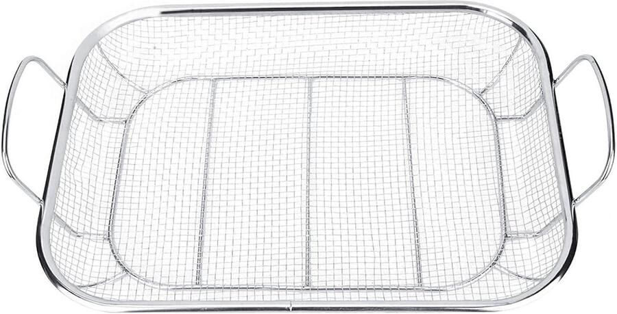 Grillmand Roestvrij Staal BBQ Mand Buiten Grillen Met Deksel 42.2 cm Zilverkleurig