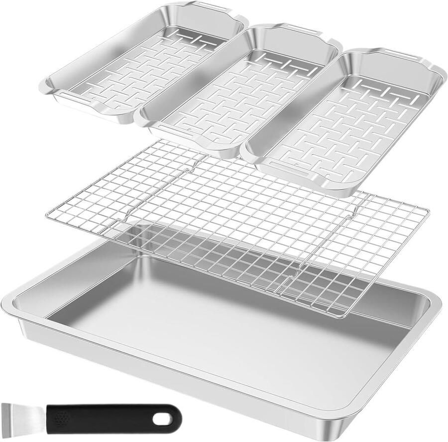 Grillmand Roestvrij Staal Groente Mand Buiten Koken Gelijkmatige Warmte 43 x 29 x 5.5 cm Zilver