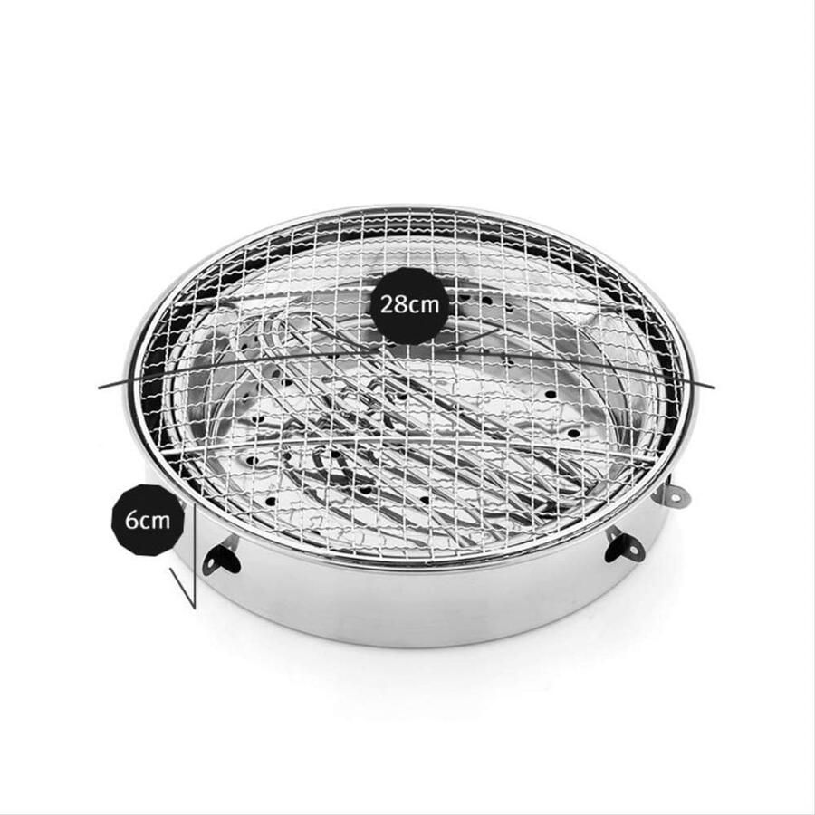 Grillmand Roestvrijstaal Barbecue Baknet Buiten Koken Gelijkmatige Warmte 3-5 Personen Zilver