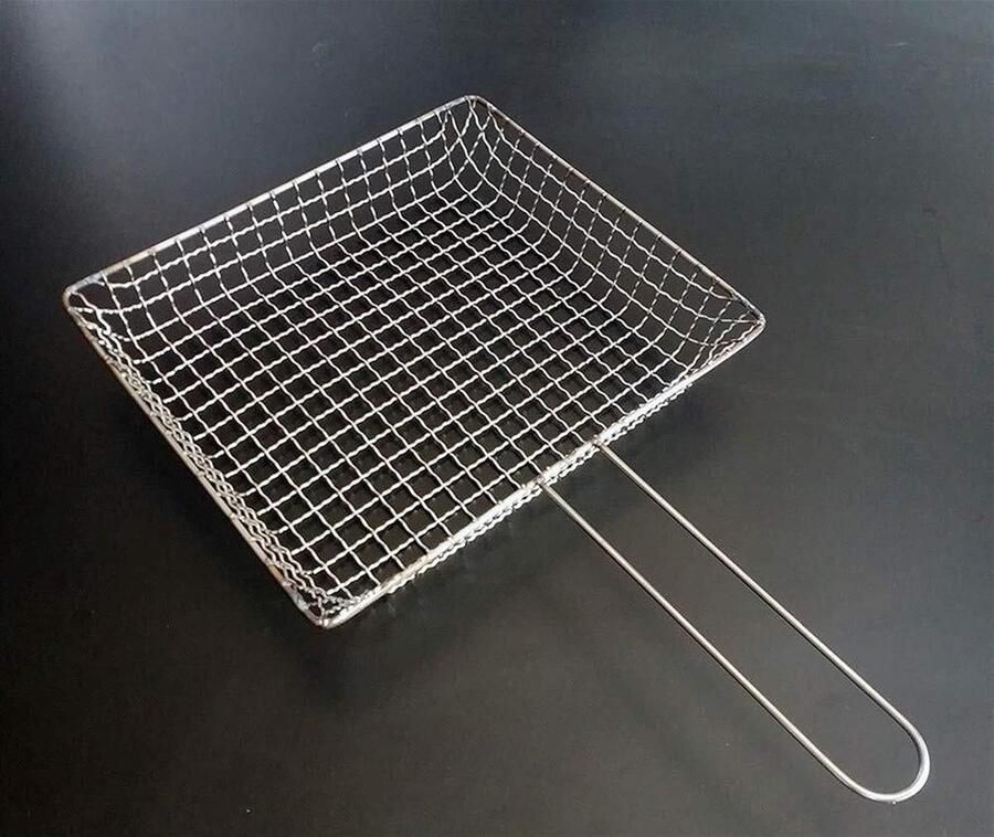 Grillmand Roestvrijstaal Barbecue Clip Vis Grillen Voedsel Gelijkmatig 27 x 24 cm Zilver