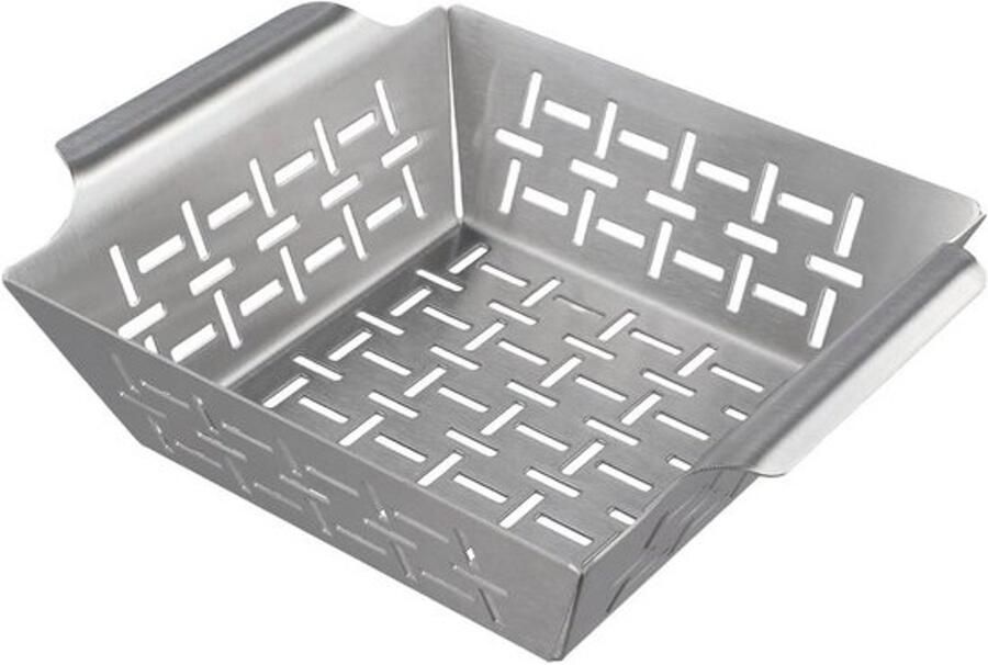 Grillmand Roestvrijstaal Barbecue Mand Groenten Grillen Geventileerd Ontwerp 35x31x5 cm Zilver