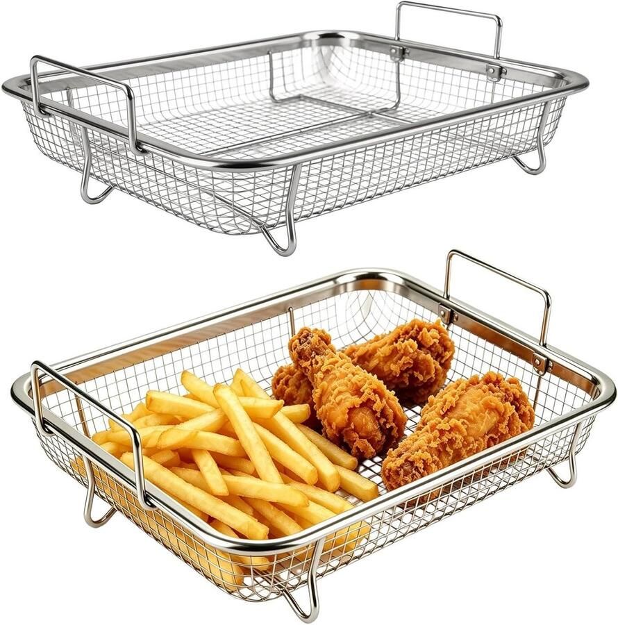Grillmand Roestvrijstaal BBQ Mand Bakmand Grillen en Bakken Mesh Ontwerp 22 x 305 x 8 cm