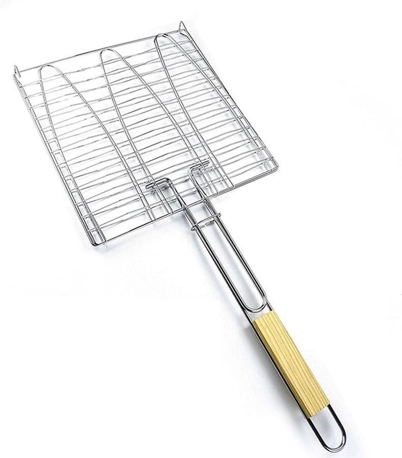 Grillmand Roestvrijstaal BBQ mand Buiten koken Antiaanbaklaag 27.5 x 27.5 cm Zilver