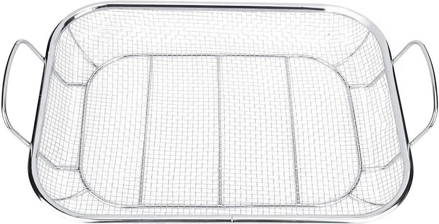 Grillmand Roestvrijstaal BBQ Mand Buiten Koken Met Deksel 42 cm Zilver
