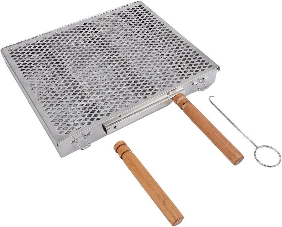 BBQ Grillmand Grillrek Roestvrijstaal Buiten Koken Afneembare Verdelers 30.5 x 25.5 cm Zilver
