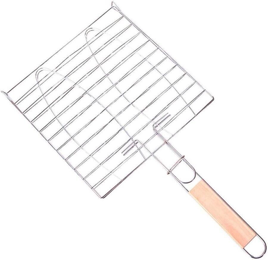 Grillmand Roestvrijstaal Vis Klem Grillmand Barbecueën Vis Groenten Gelijkmatige Warmteverdeling Voor 2-6 Personen Zilverkleurig