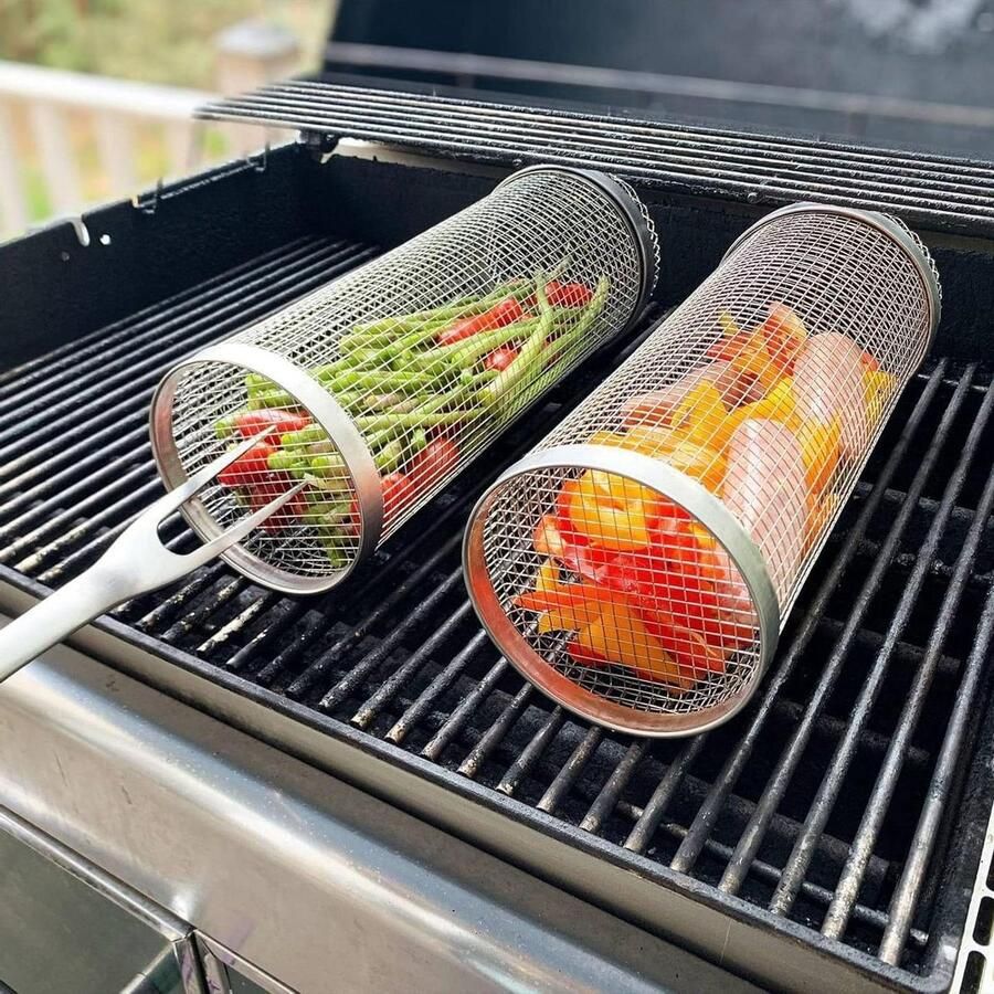 Grillmand Rond Barbecue Mand Grill Cilinder Buiten Grillen 360 Graden Rollend