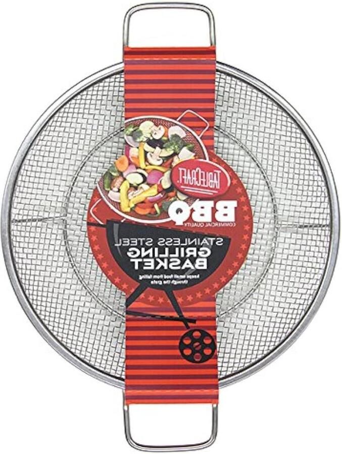 Grillmand Rond BBQ Mand Eten Grillen Roestvrij Staal 16 Inch Zilver