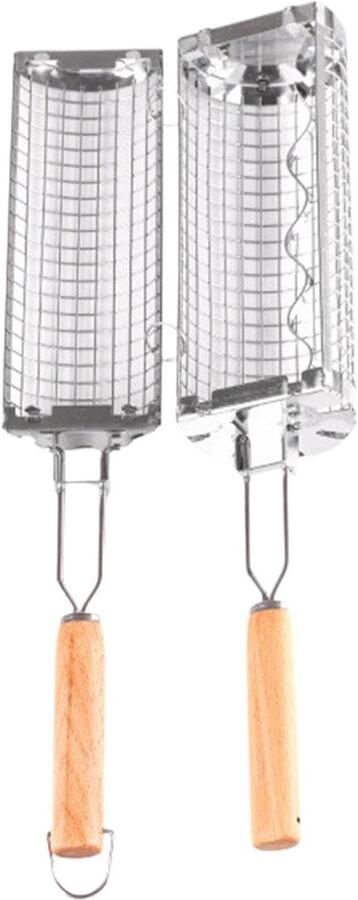 Grillmand Rond BBQ Mand Groenten Grillen Efficiënt Rollend Design 27 x 10 cm Zilver