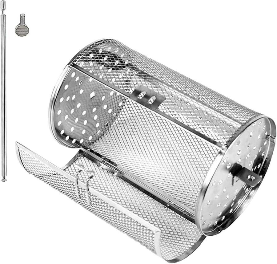 Grillmand Airfryer mand BBQ mand Gelijkmatig koken 360 graden draaibaar 22 x 14.5 x 14.5 cm