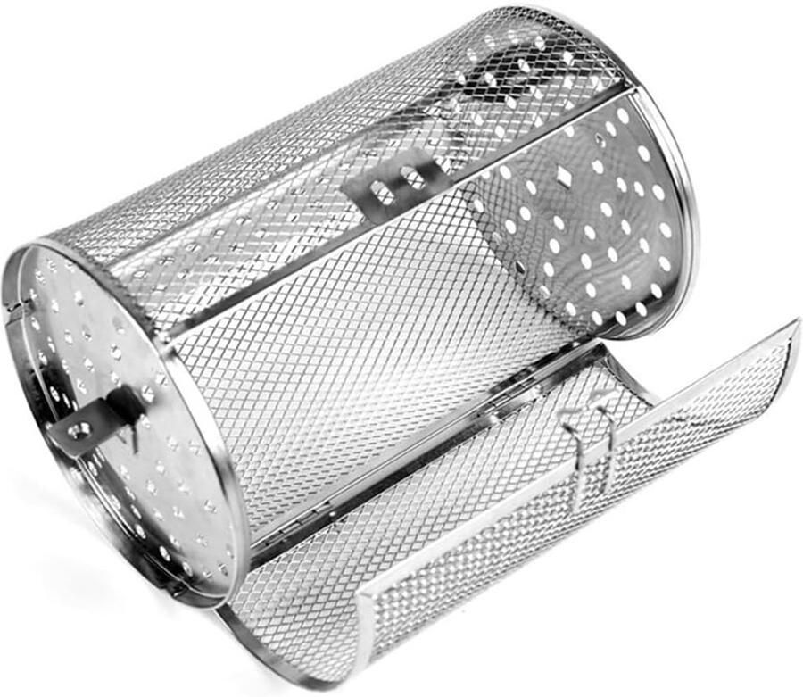 Grillmand Roterend BBQ Accessoire Gelijkmatig Grillen 360 Graden Rotatie 22 cm Zilver