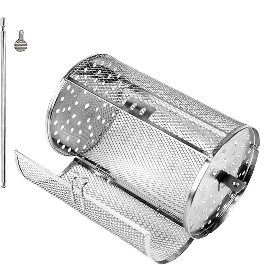 Grillmand Roterend BBQ Kooi Gelijkmatig Grillen 360 Graden Draaibaar 23 cm Zilver