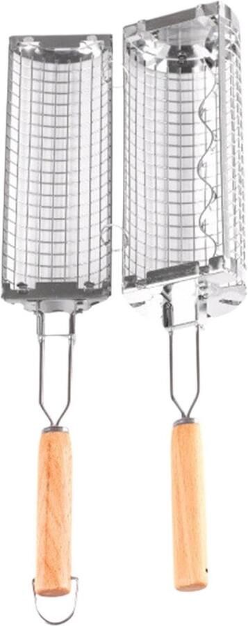 Grillmand Roterend BBQ Mand Buiten Koken RVS Materiaal 27 cm Zilver
