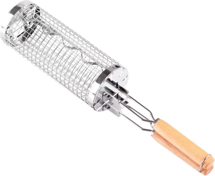 Grillmand Roterend Buiten Grillen Gelijkmatig Grillen Roestvrij Staal 265 cm Zilver