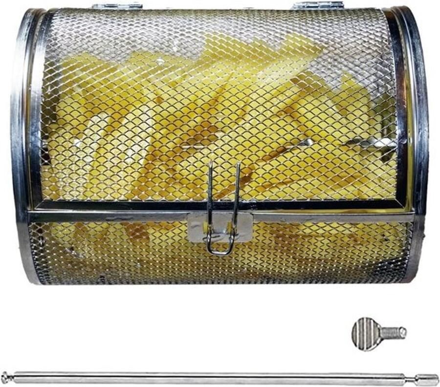 Grillmand Roterende Kooi Buiten Koken Gelijkmatig Grillen 14.6cm Zilver