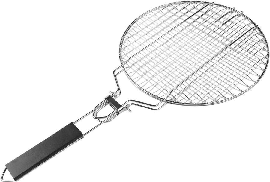 Grillmand RVS Barbecue kooi Buiten koken Opvouwbaar ontwerp 55 cm diameter Zilver