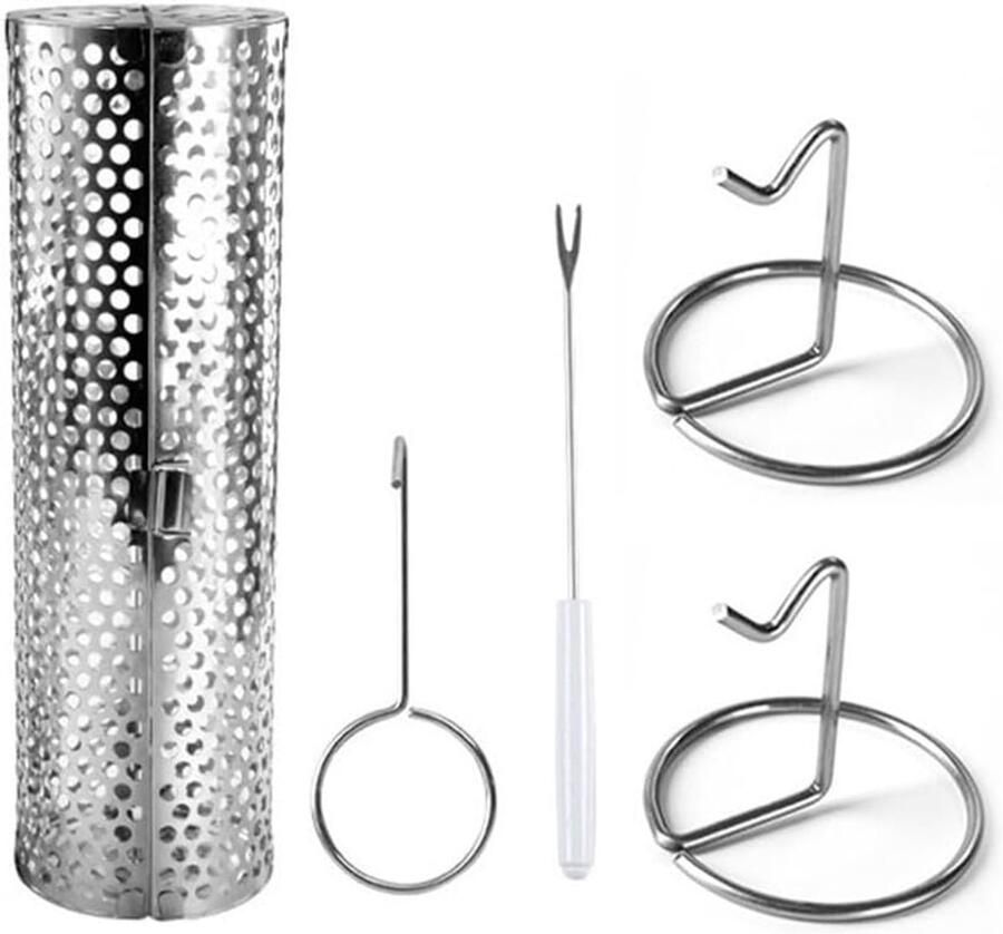 Grillmand RVS Barbecue Kooi Gelijkmatig Grillen 360 Graden Rotatie 20 x 10 x 10 cm Zilver