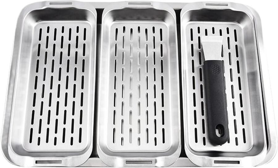 Barbecue Mand Grill Tray Groenten Grillen Efficiënte Warmteverdeling 43 x 29 x 5.5 cm Zilver