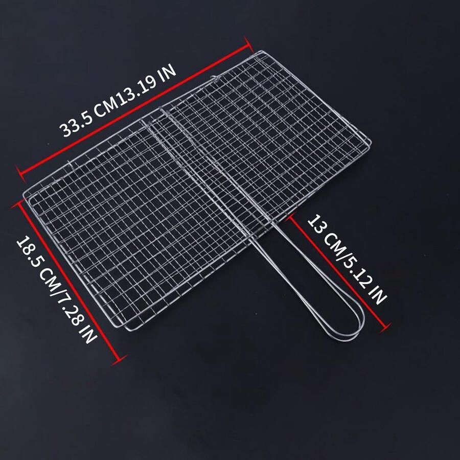 Grillmand RVS BBQ mand Buiten koken Anti-slip handvat 34 x 19 cm Zilver