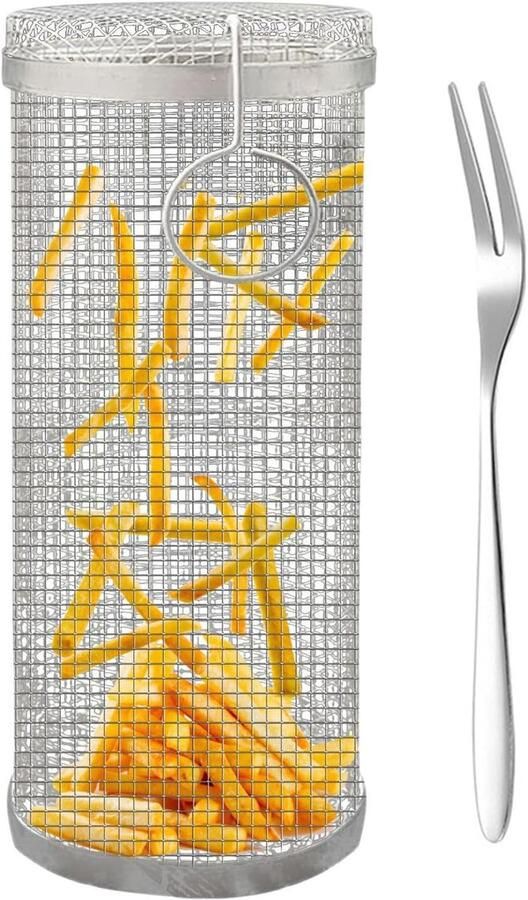Grillmand RVS Cilinder Groenten Grillen Draadvorm 23.6 x 10.6 cm Zilver