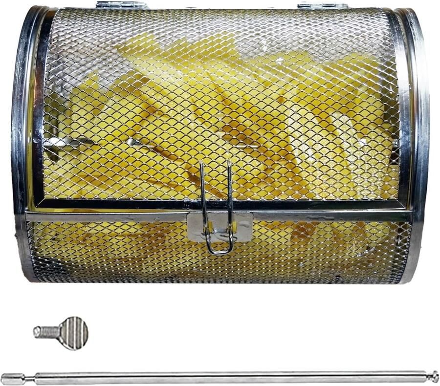 Grillmand RVS Draaibare Mand Airfryer Oven Roestvrij Staal 14 x 146 cm Zilverkleurig