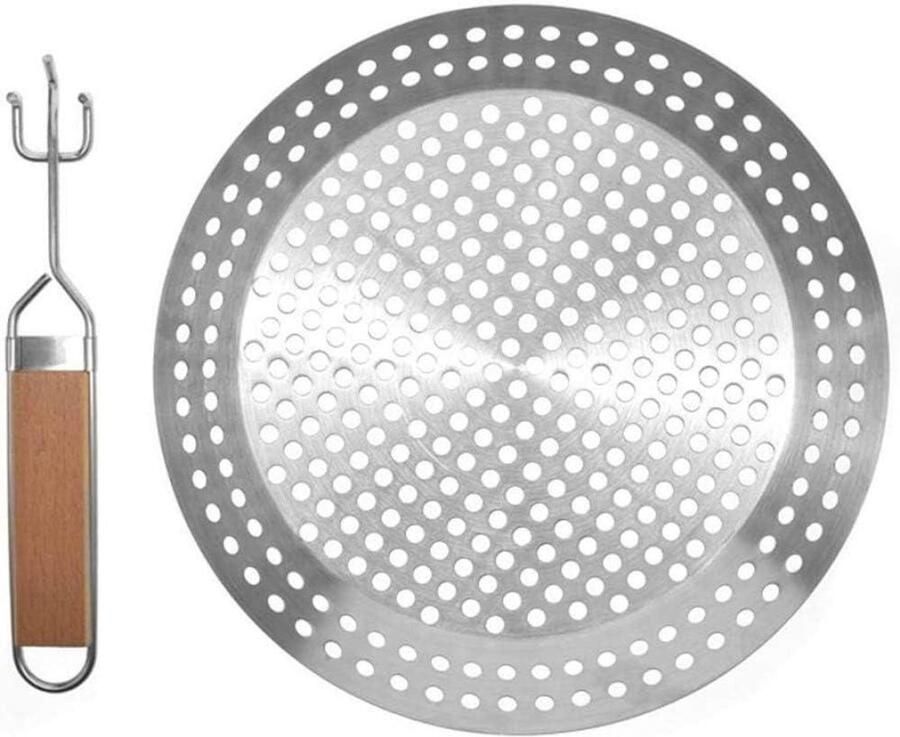 Grillmand RVS Plantaardige mand Gelijkmatig grillen Afneembare handgreep 30 x 30 cm Zilver
