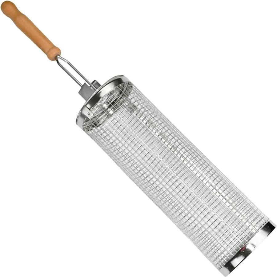 Grillmand RVS Rolmand BBQ Eten Grillen Geen Spiesjes Nodig 14.6 x 10.6 x 9.9 cm Zilver