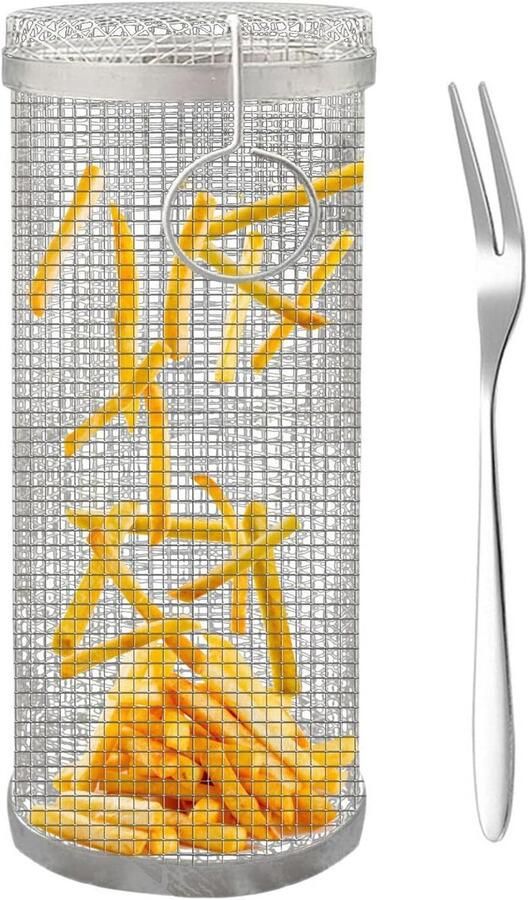 Grillmand RVS Rolmand BBQ Gerechten Grillen Uniek Rol Design 30 cm Zilver