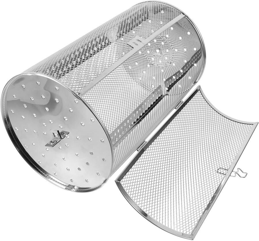 Grillmand RVS Roterende Ovenkooi Gelijkmatig Grillen 360 Graden Rotatie 30 x 18 x 18 cm Zilverkleurig