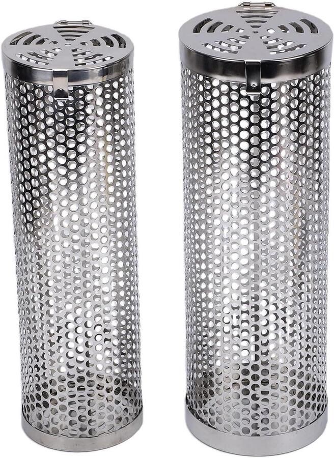 Rollende Grillmand Barbecue Cilinderkooi Buiten Koken Gelijkmatige Warmteverdeling 2 stuks Zilver