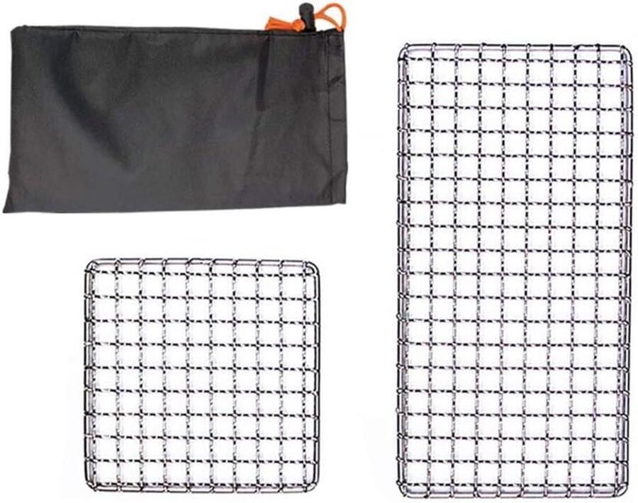 Grillmand Set Grillrooster Net Buiten Koken Roestvrij Staal 2 Stuks Zilver