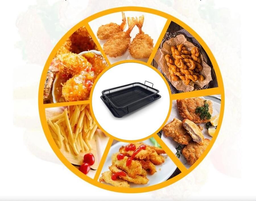 Grillmand Set Vetarm Bakken Airfryer Oven Roestvrij Staal Zwart