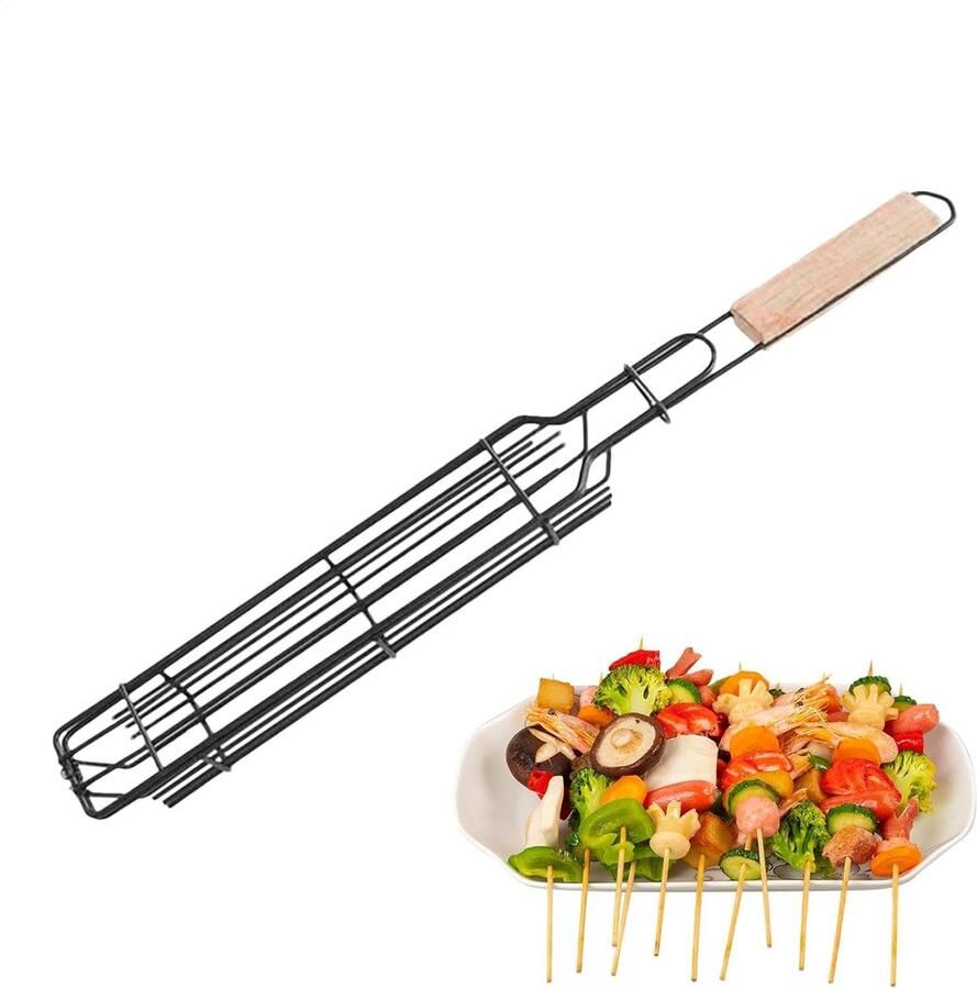 Grillmand Spiesjes Mand Barbecue Groenten Antiaanbaklaag 44 x 6 x 4 cm Zilverkleurig