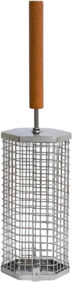 Grillmand Staal Barbecue Accessoire Buiten Koken 360 Graden Rotatie 22 x 10 cm Zilver