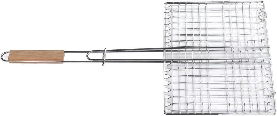 Grillmand Staal Vismand Barbecue Buiten Koken Afsluitbare Grill Niet Gespecificeerd Zilver