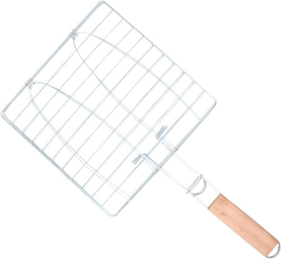Grillmand Vis Barbecue Klem Buiten Grillen Verstelbaar Ontwerp 43 x 23 cm Zilverkleurig