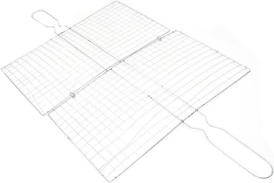 Grillmand Vis Barbecue Mand Barbecue Koken 360 Graden Rotatie 33 x 33 x 1 cm Zilver